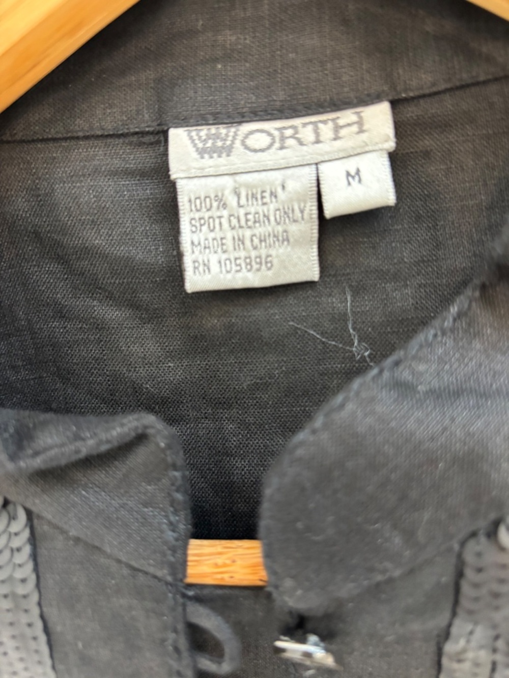Worth New York 100% Linen Pintuck Bib Front Tunic Blouse - Black , Sz Medium - Picture 8 of 10